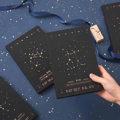 Creative student notebook A5 bronzing star retro hand account book notepad twelve constellation net red hardcover diary