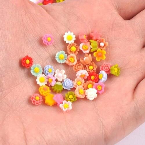 8 style Mixed color flower Resin beads Scrapbook Craft DIY phone decor Headwear accessories No Hole 6mm 100pcs cp3149