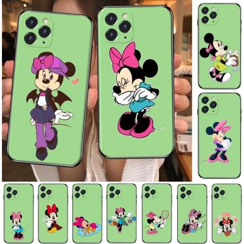 Minnie Mouse OK Anime Phone Case cover For iphone 12 Pro Max 11 8 7 6 S XR PLUS X XS SE 2020 mini cell shell Mint Green