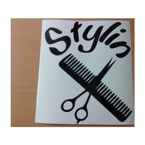 For hairdressers stylin scissors comb shop window hair salon vinyl decal sticker art