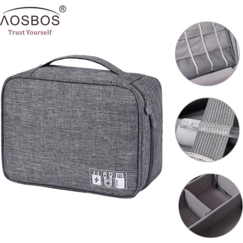 Aosbos Travel Accessories Bags Data Cable Digital Finishing Charger Wire Mp3 Earphones Usb Flash Drive Organizer for men women