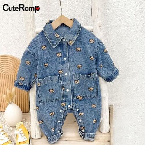 3 Styles Soft Denim Baby Romper Graffiti Infant Clothes Newborn Jumpsuit Babies Boy Girls Costume Cowboy Fashion Jeans Children