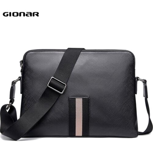 GIONAR Men Crossbody Shoulder Bag Luxury Brand Genuine Leather Bag Business Messenger Purse Handbag