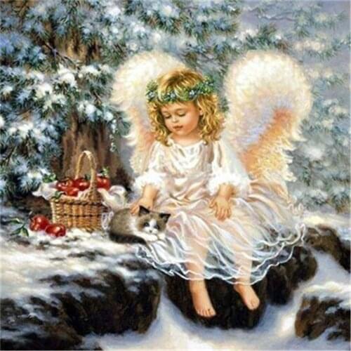 Angel Girl Printed Canvas 11CT Cross-Stitch Full Kit DIY Embroidery DMC Threads Sewing work Hobby Handmade Design Stamped