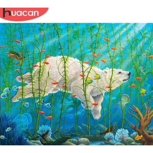 HUACAN Picture By Numbers Bear HandPainted Wall Art Unique Gift DIY Frame Paint By Number Animal Childrens Room Decor