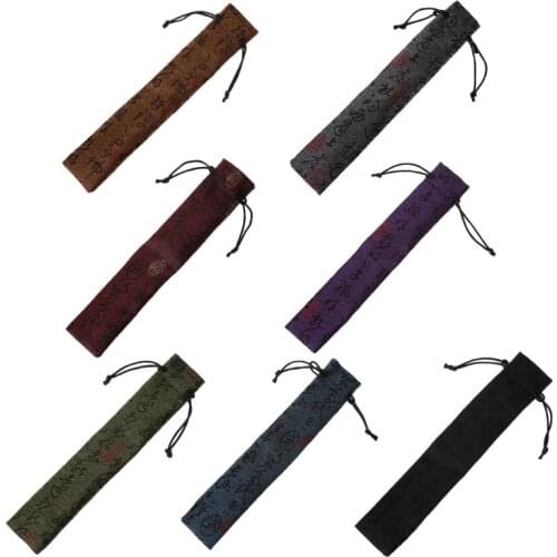 Chinese Calligraphy Style Decorative Folding Hand Fan Bag Dustproof Holder Protector Pouch Case Cover Gifts