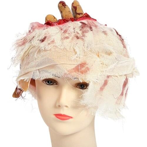 Halloween Clown Latex Mask Scary Bleeding Gauze Headgear Masquerade Props Scary Mouse Gauze Cap Movie Caps Party Supplies