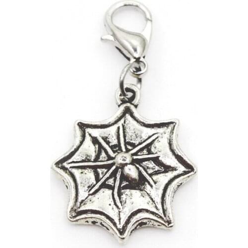 Hot Selling 20pcs/lot Spider Dangle Charms Lobster Clasp DIY Bracelet Necklace Pendants Jewelry Hanging Charms