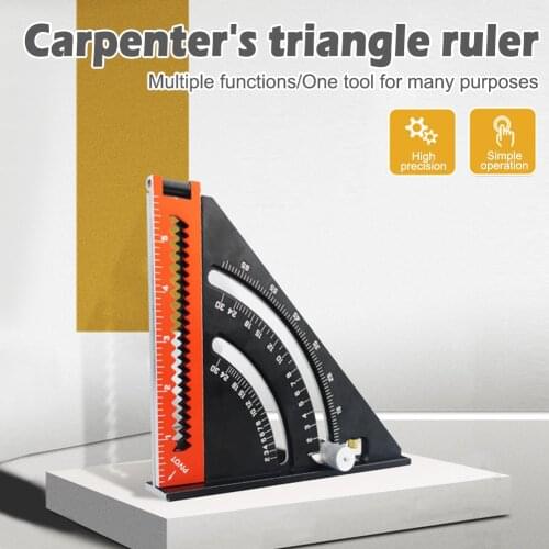 Folding Triangle Squares Ruler Positioning Angle Woodworking Tool Aluminum Alloy 2-in-1 Extendable Layout With Base Goniometer