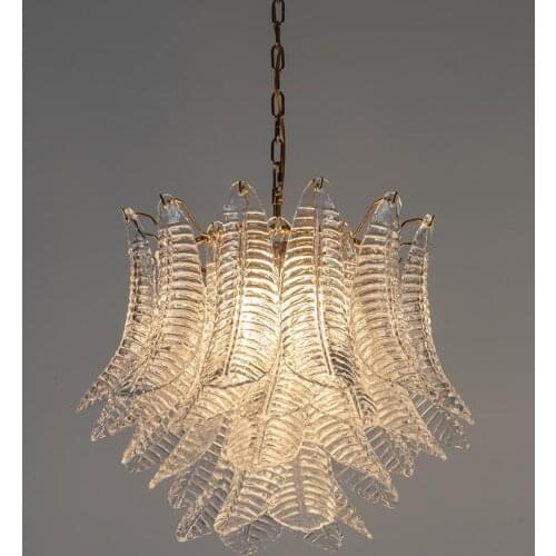American retro chandelier high-end villa light luxury living room bedroom room leaf glass lamps