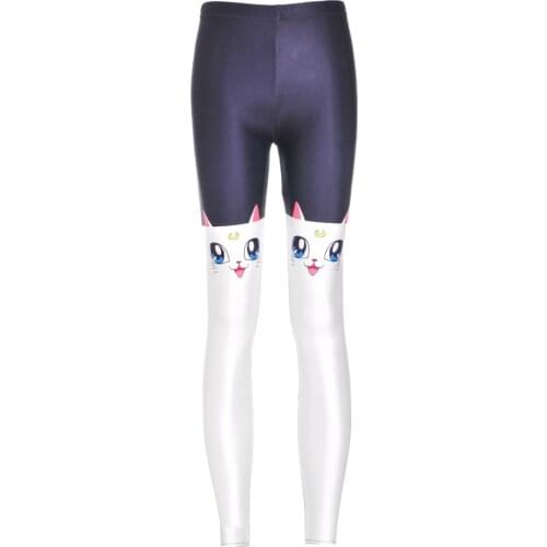 4XL Fashion Women Galaxy Leggings Lovely Cat Printed Style Leggings Pants Black Milk Kawwai Elastic Slim Leggins