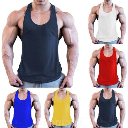 Mens Bodybuilding Stringer Tank Top Y-Back Gym Workout Sports Vest T-Shirt Mens Summer Clothes