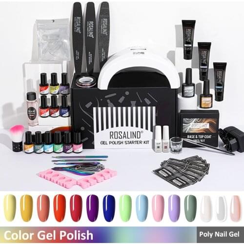 ROSALIND Nail Tools Sets Lamp Gel Polish Set For Manicure Nails Art Semi Permanent Gel Varnishes Lacquer Top Base For Nail Kit