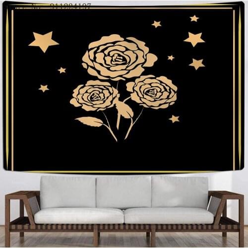 3D Colored Flowers Print Tapestry Golden Rose Hanging Carpet Multiple-Color Wall Tapestry Home Textile Wall Carpets Decoration