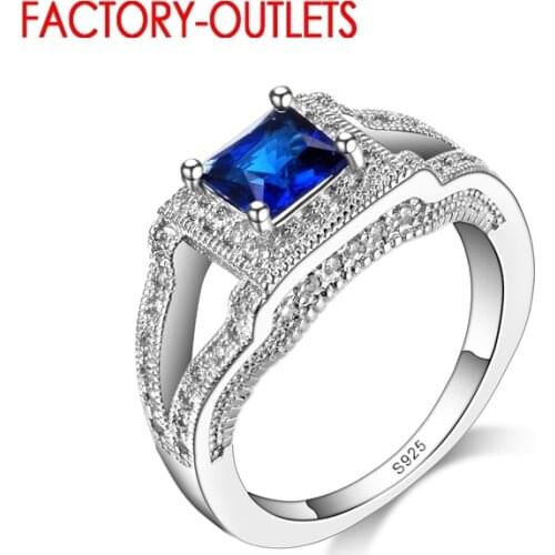 New Fashion Jewerly 925 Rings For Women Blue Bijoux Cubic Zirconia Wedding Engagement Ring