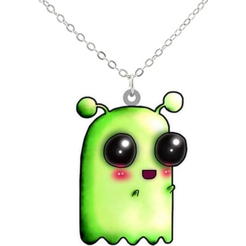 Classic Extraterrestrial Life Necklace Boys Big Strange Eyes Kids Acrylic Pendant Choker Alien Long Necklaces Holiday Jewelry