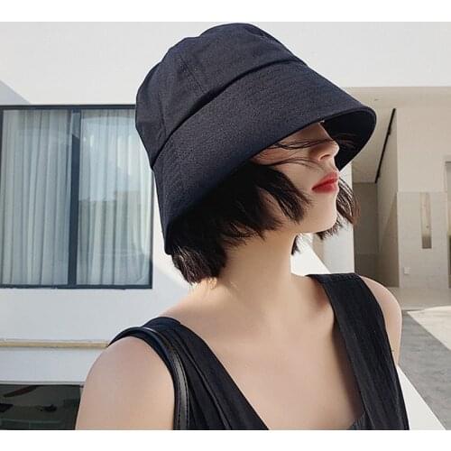 New Unisex Cotton Bucket Hats Women Summer Sunscreen Panama Hat Men Pure Color Sunbonnet Fedoras Outdoor Fisherman Hat Beach Cap