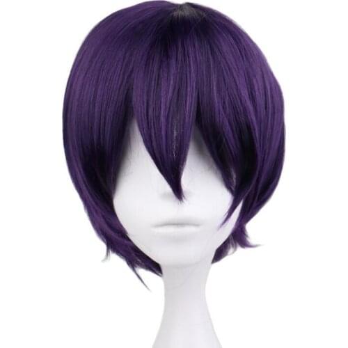 Dark Purple Short Wig Cosplay Anime Noragami YATO Costume Heat Resistant Synthetic Hair Men Women Cosplay Wigs