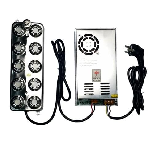 Industrial 10 Head Ultrasonic Mist Maker Landscape Sprayer Air Humidifier Fountain Pond Atomizer Greenhouse Fogger 4.5L/H 250W