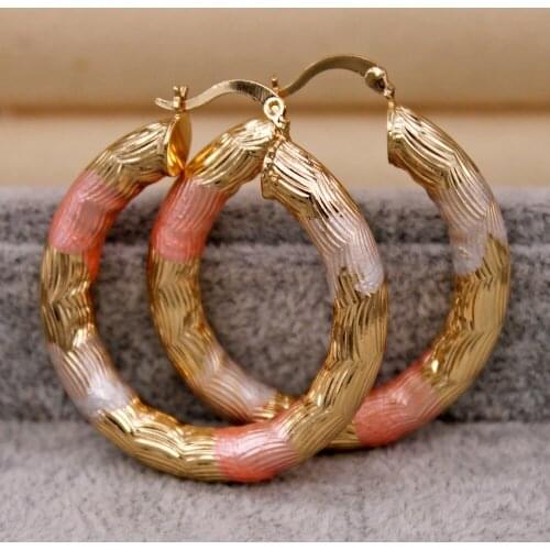 New Trendy Round Gold Earring Hoop Earrings For Women Girls Fashion Jewelry Accessories Wedding Party Daily Gift
