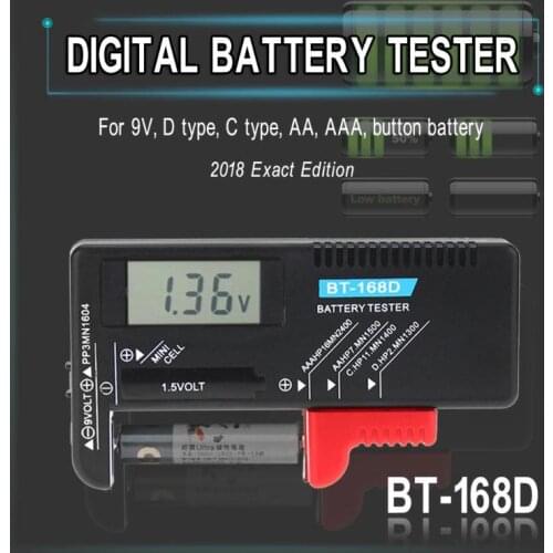 BT168D Smart LCD Digital Battery Tester Electronic Battery Power Measure Checker for 9V 1.5V AA AAA Battery Meters