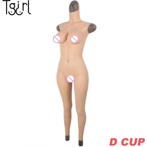 Tgirl D Cup Breast Forms Silicone Boobs FullBody Suit CD Transgender Drag Queen transgenres транссексуалов Transgénero