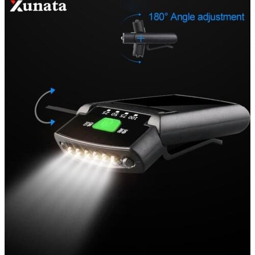 USB Rechargeable Body Motion Sensor LED Headlamp 4*LED Hat Clip Light Adjustable Lamp Cap Waterproof Built-in 900mAh Battery