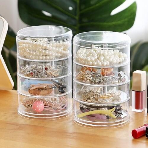Rotating Jewelry Storage Box Makeup Organizer Ming Makeup Storage Box 4 Layer Hairpin Storage Necklace Rack Storage Case Holder