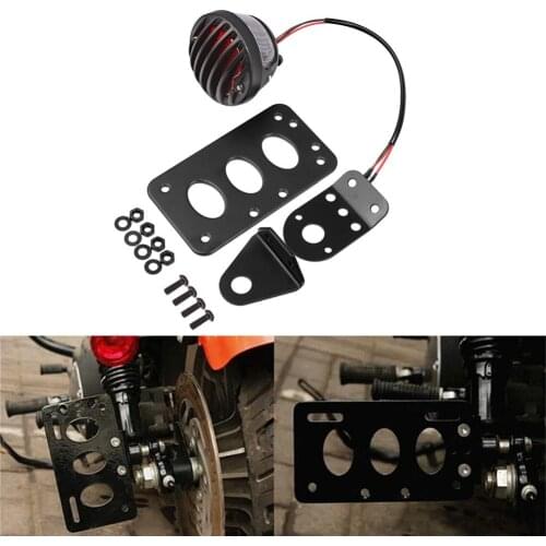 Motorcycle Taillight Stop Light Side Mount License Plate Bracket Cafe Racer Bobber Chopper Fit For Harley Sportster cb750 xs650