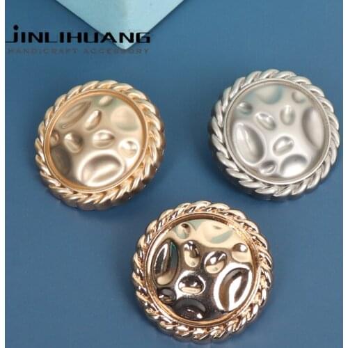 5pcs Retro Gold Silver Metal Coat Buttons Wrinkle Sewing Shank For Cloth Decorative Buckle Garment Sweater Blazer Accessories