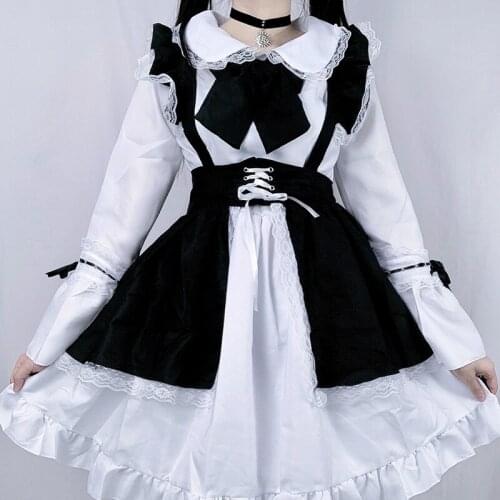 Women Maid Lolita Cosplay Cute Sexy Erotic Kawaii Cafe Costume Black White Men Uniform Dress Bowknot Mucama