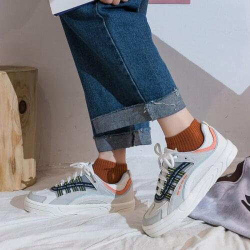 Chunky Women Board Shoes Flat Lace Up Run Shoes Women Zapatos De Mujer Outdoor Light Women Sport Shoes Sapatos Femininos