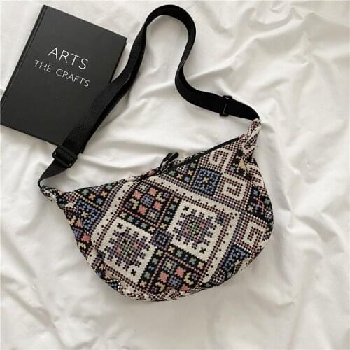 SMOOZA Fashion Art paintings Print Crossbody Bags For Women 2021 Casual Canvas Shoulder Bags Female Messenger Bag Hobo sac femme