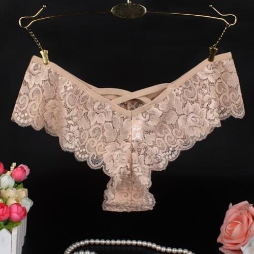 Panties Women Sexy Lace Lingerie Temptation Low-waist Embroidery Thong Transparent Hollow Out Underwear Female G String