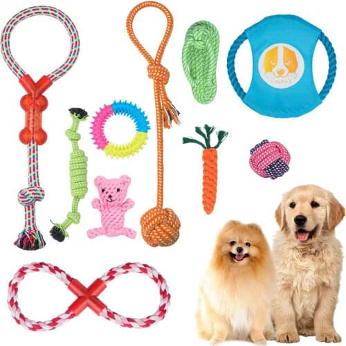 10Pcs Large Dog Toy Sets Chew Rope Toys For Dog Chewing Toys For Dog Outdoor Teeth Clean Toy For Big Dogs Juguete Para Perros