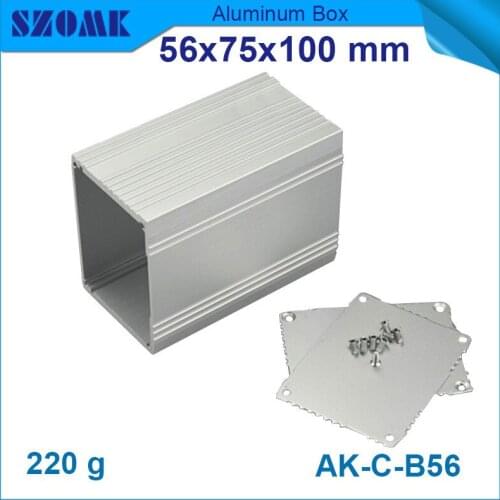 10pcs/lot aluminum extrusion cabinet electronic switch box heatsink enclosure 56x75x100mm
