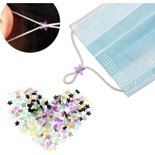 100PC New Pentagram Silicone Cord Locks Lanyard Buckle Anti Slip Stopper Adjusting PVC Soft Rubber Rope Button Masks Accessories