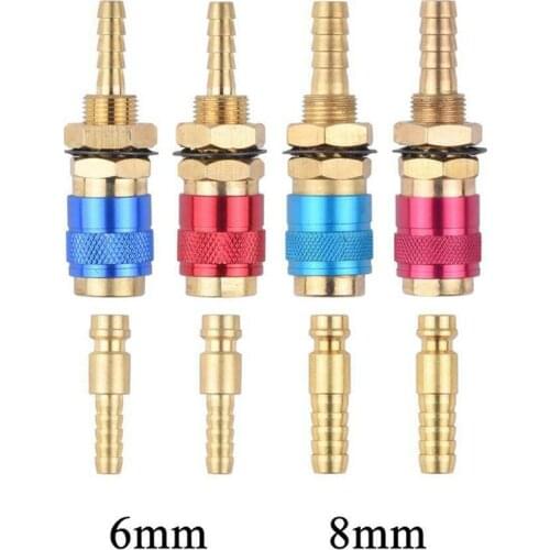 2 Pcs 6mm/8mm Water/Air Cooled Gas Water Adapter Quick Hose Male Female Connector For Air Conditioner Accessories