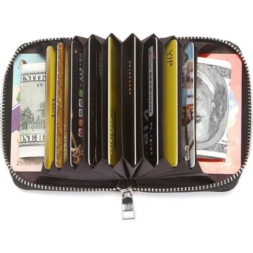 2021 Fashion Unisex Business Leather Wallet ID Credit Card Holder Name Cards Case Zipper Pocket Organizer Money Phone Coin Bag