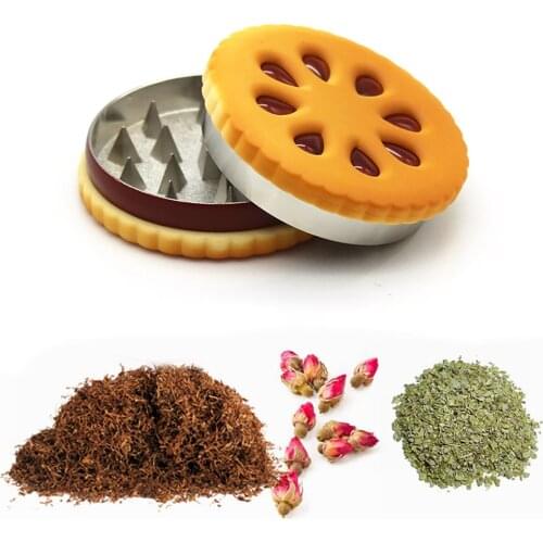 55mm Protable Metal Manual Tobacco Dry Grinder Cookie Shape Herb Crusher Home Funny Smoking Accessories Gift for Men