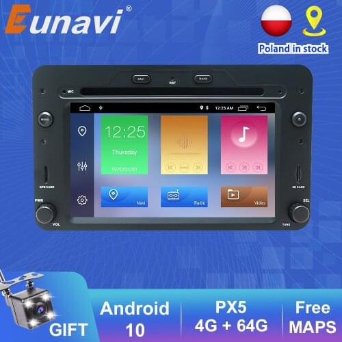 Eunavi 1DIN Android 10 Car Radio DVD Multimedia Player For Alfa Romeo Spider Alfa Romeo 159 Brera 159 Sportwagon GPS Navigation