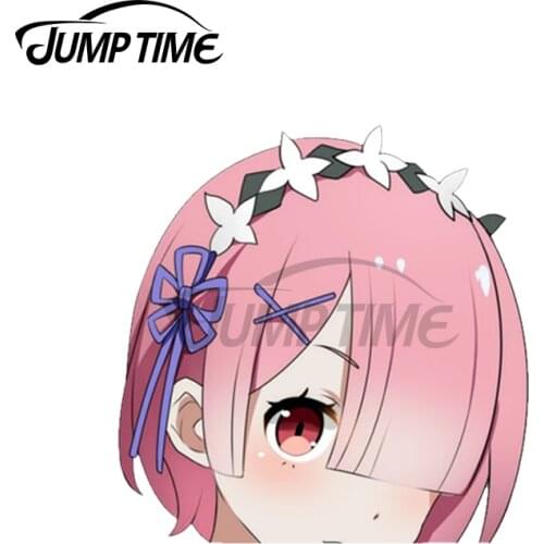 Jump Time 13 x 8.9cm For Ram Peeker Re zero Kawii Car Stickers Laptop Decal Sunscreen Waterproof Custom Printing Decoration