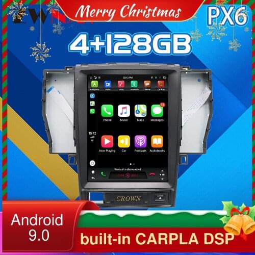 4G 128G For TOYOTA CROWN 12th Tesla Style Android 9 PX6 Car GPS Navigation Multimedia Player Auto Radio DSP CARPLAY 2005-2008