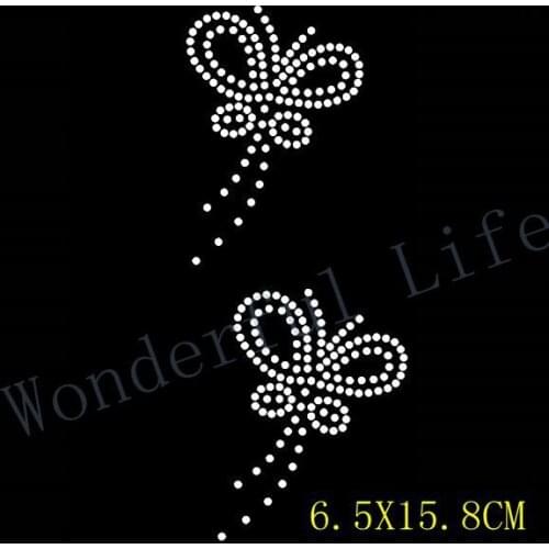 Free Shipping butterfly nice design in hotfix Rhinestone transfer white clear crystal