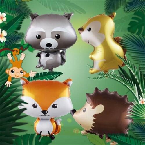 Big Cartoon Animal Hedgehog Fox Raccoon Squirrel Balloons Forest Party Birthday Decoration Baby Shower Jungle Kids Toy Supplies