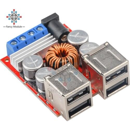 DC-DC Vehicle Charging Module 8V-35V 5V 8A Power Supply Depressurization Module 4 Port USB Output Mobile Charger