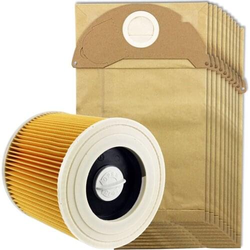 For karcher sac wd2 Karcher Wet & Dry Wd2 Vacuum Cleaner Filter And 10x Dust Bags