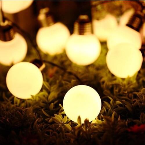 G50 10/20LED Bulbs Solar Lamp String Lights Outdoor Holiday Home Curtain Garden Xmas Party Anniversary Decor Solar Powered Light