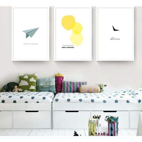 HAOCHU Nordic Decorative Canvas Painting Cartoon For Childrens Bedroom Modern and Simple Style Posters Paper Airplane