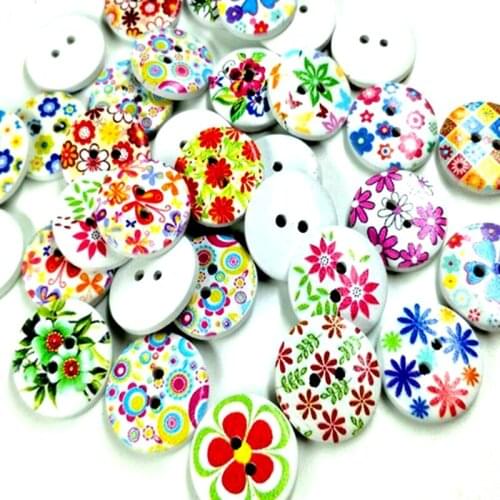 HL 10/30/50pcs 2 Holes Wood Buttons Scrapbooking Clothing Accessories 20mm Sewing Handmake Painted Craft